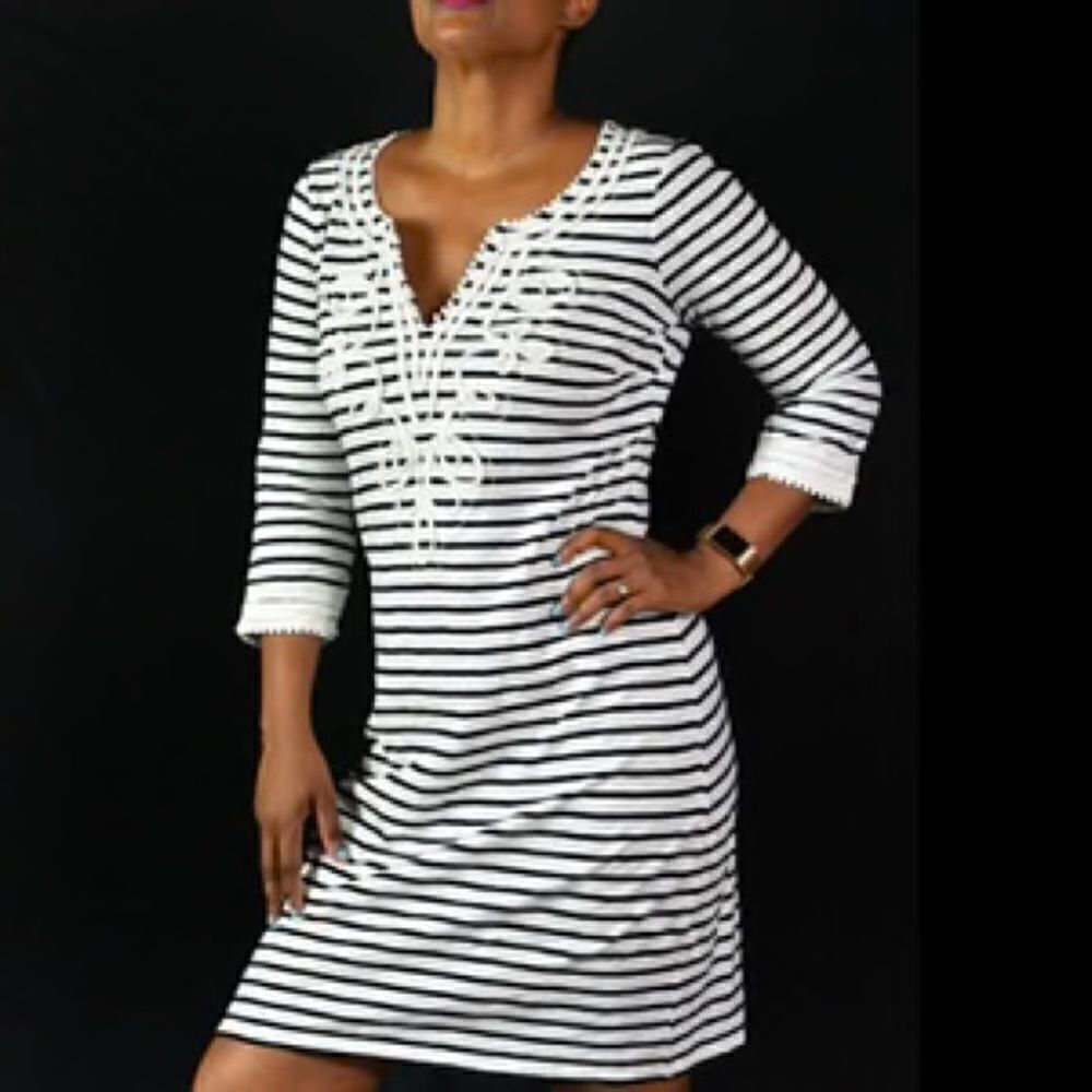 Boden Reanna Striped Tunic Dress - Navy & White